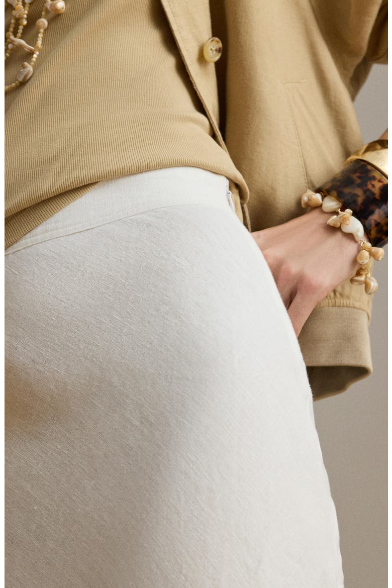 Linen Midi Pencil Skirt, Alternate, color, WHITE