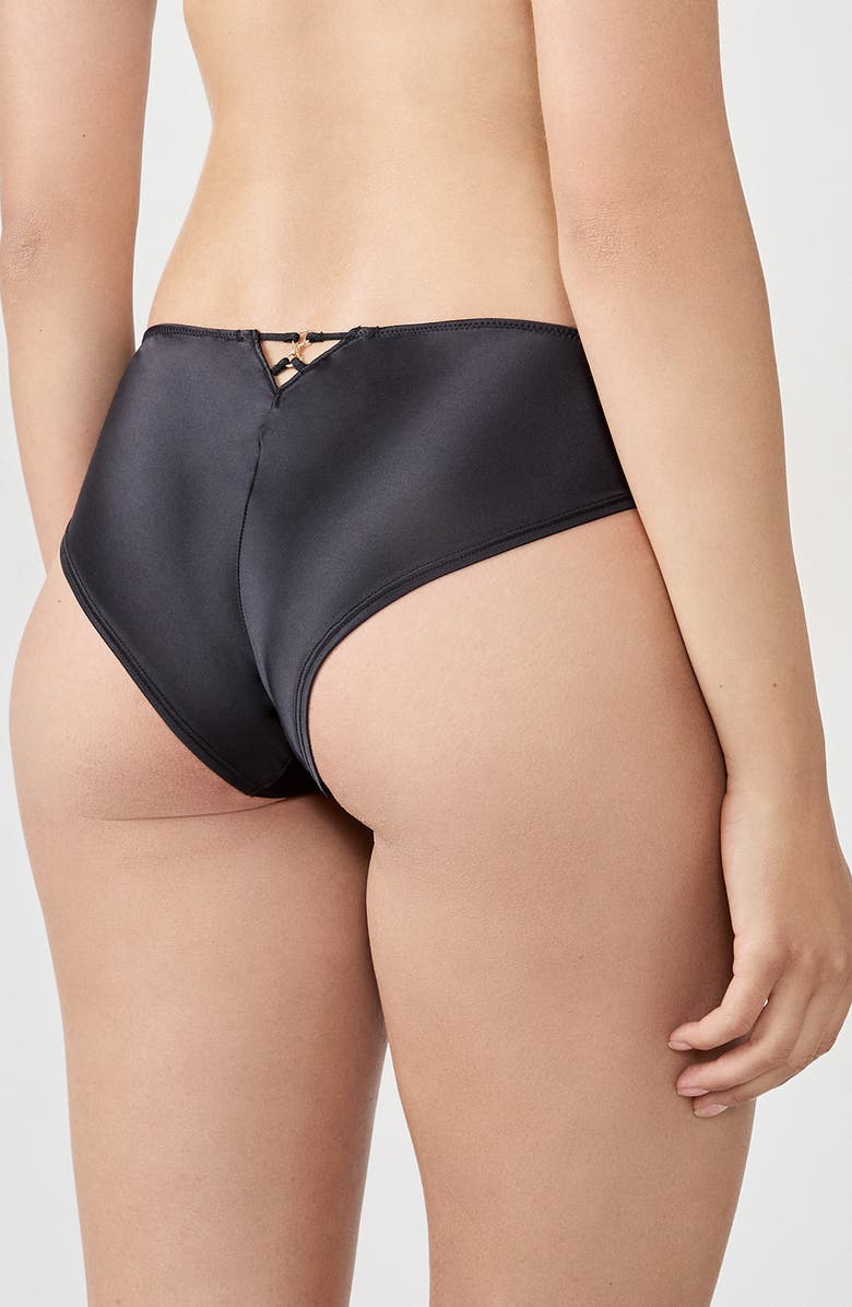 Etam Envolee Lace 
Satin Hipster Panties, Alternate, color, Black