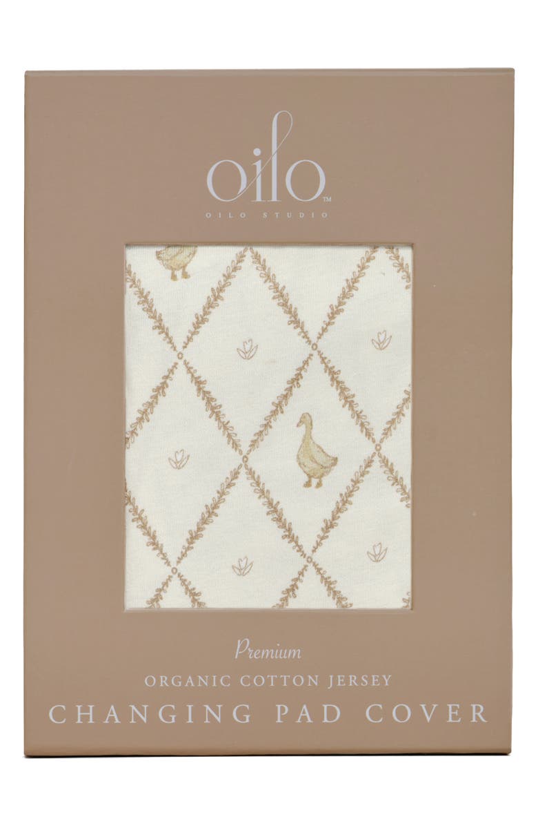 Oilo Print Organic Cotton Changing Pad Cover, Alternate, color, Goose/ Eggshell