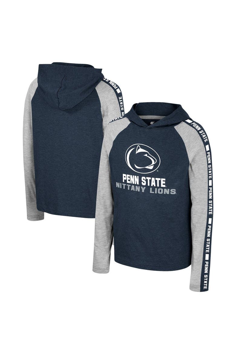 Youth Colosseum Navy Penn State Nittany Lions Ned Raglan Long Sleeve Hooded T-Shirt, Main, color, Navy