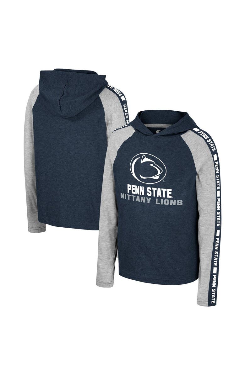 COLOSSEUM Youth Colosseum Navy Penn State Nittany Lions Ned Raglan Long Sleeve Hooded T-Shirt, Main, color, Navy