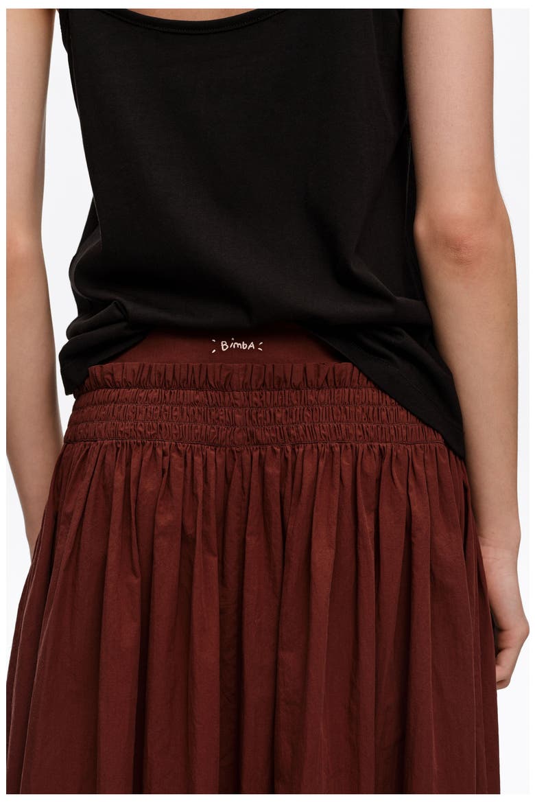 Flared Cotton Midi Skirt, Alternate, color, BROWN