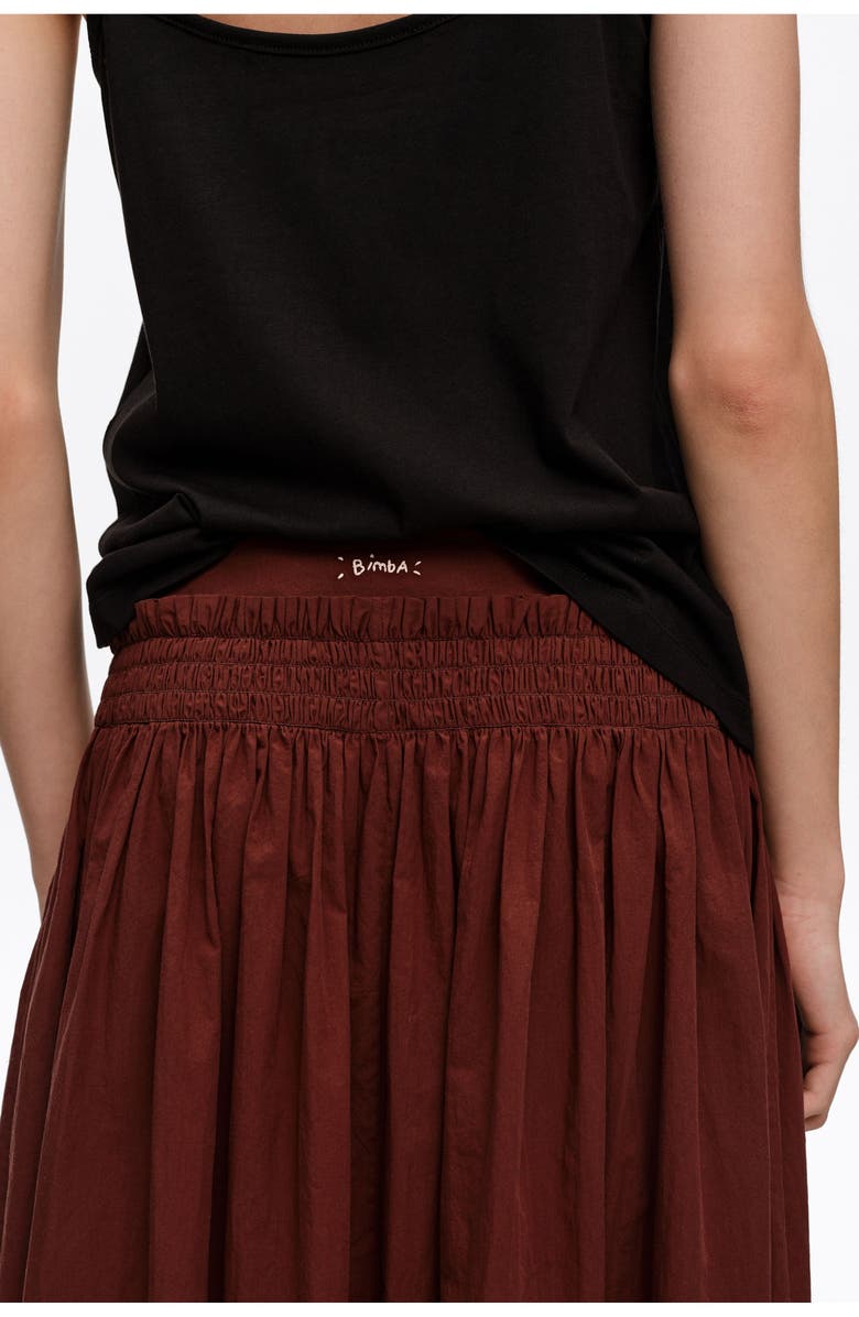 Bimba y Lola Flared Cotton Midi Skirt, Alternate, color, Brown