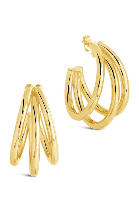 Three Row Hoop Earrings