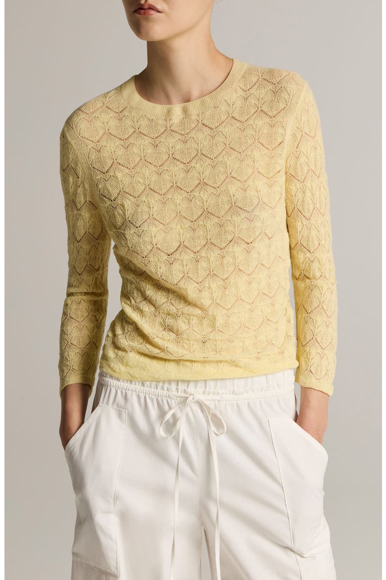 Long Sleeve Cotton Lace Top, Main, color, DANDELION