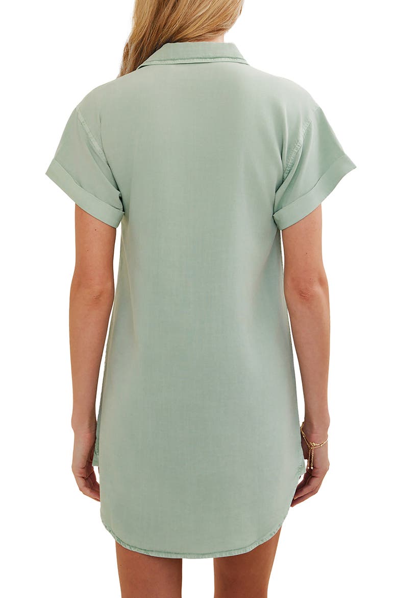 Roll Sleeve Pocket Mini Shirtdress, Alternate, color, OASIS GREEN