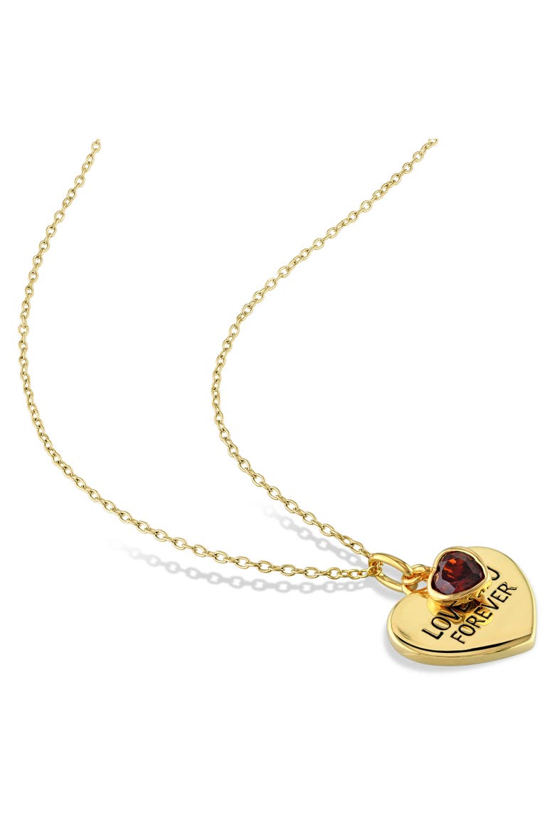 LOVE YOU FOREVER Heart Necklace Plated Silver, Alternate, color, Garnet
