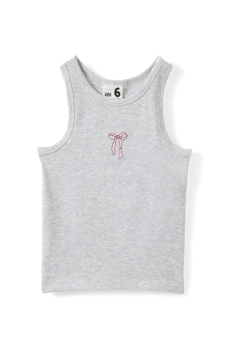 Kid's Fitted Essential Racer Back Tank, Main, color, Grey Marle Bow