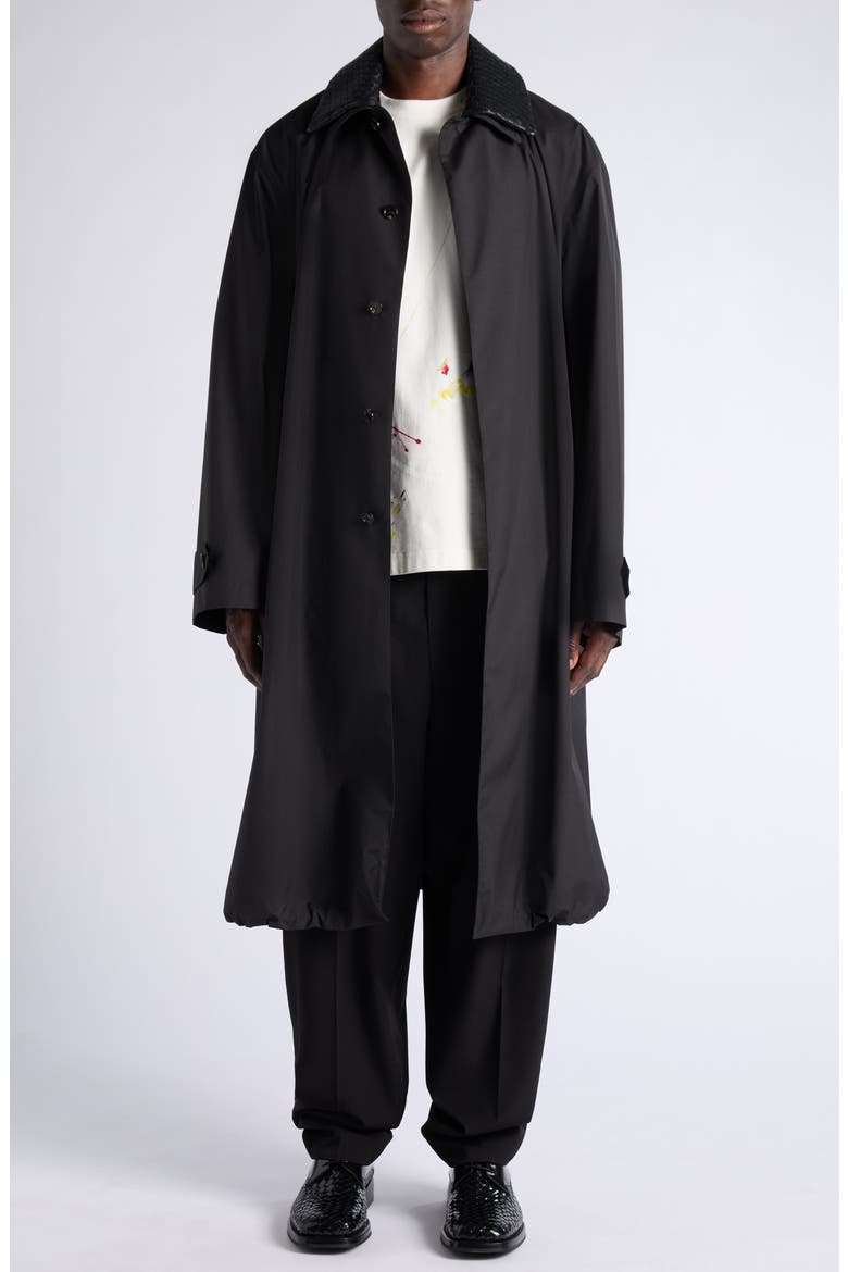 Technical Wool & Silk Trench Coat with Removable Intrecciato Collar, Alternate, color, 1010 DOUBLE BLACK