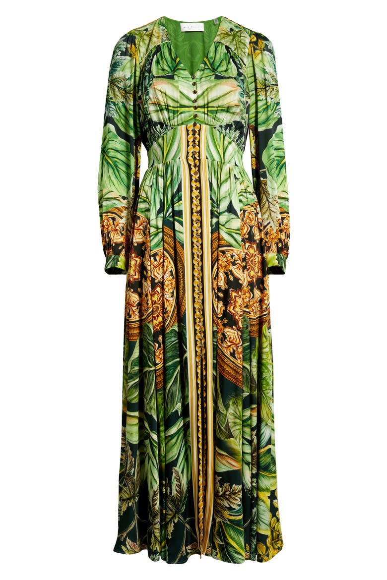 The Alexandria Print Long Sleeve Silk Blend Maxi Dress, Alternate, color, ATRIUM GARDEN PRINT
