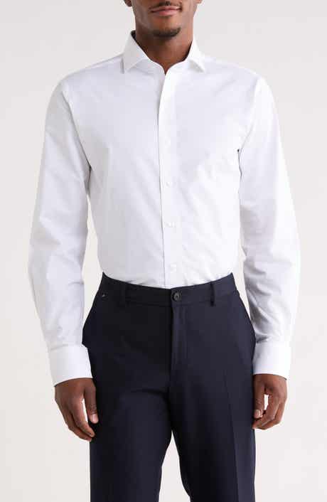 Lorenzo Uomo Trim Fit Textured Stretch Cotton Dress Shirt