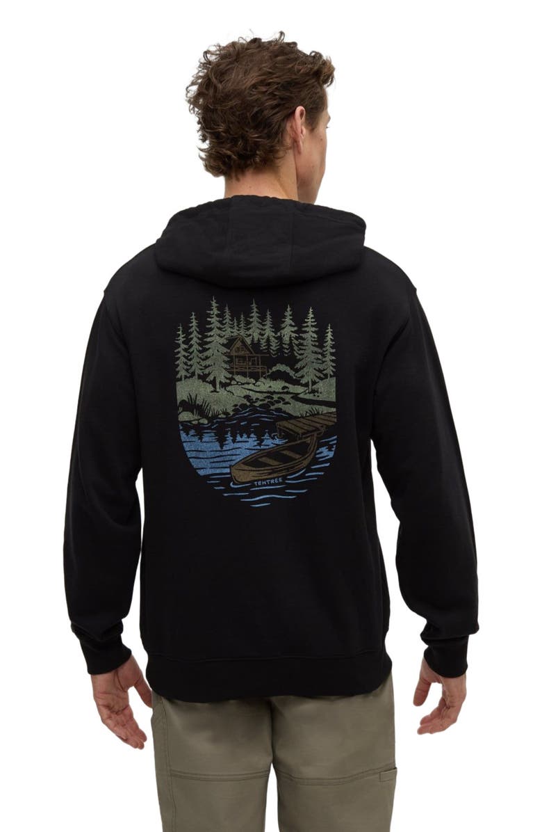 tentree Getaway Relaxed Hoodie, Alternate, color, Meteorite Black/Light Moss
