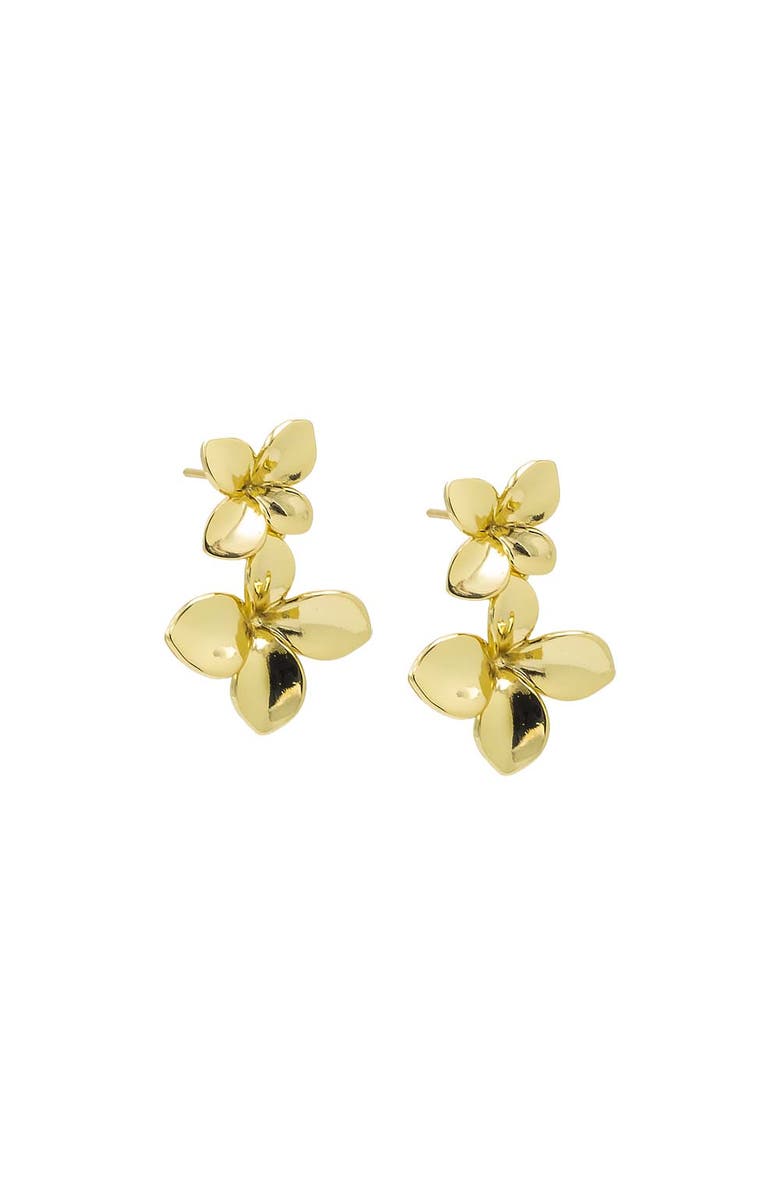 BY ADINA EDEN Solid Graduated Double Flower Drop Stud Earring, Main, color, Gold