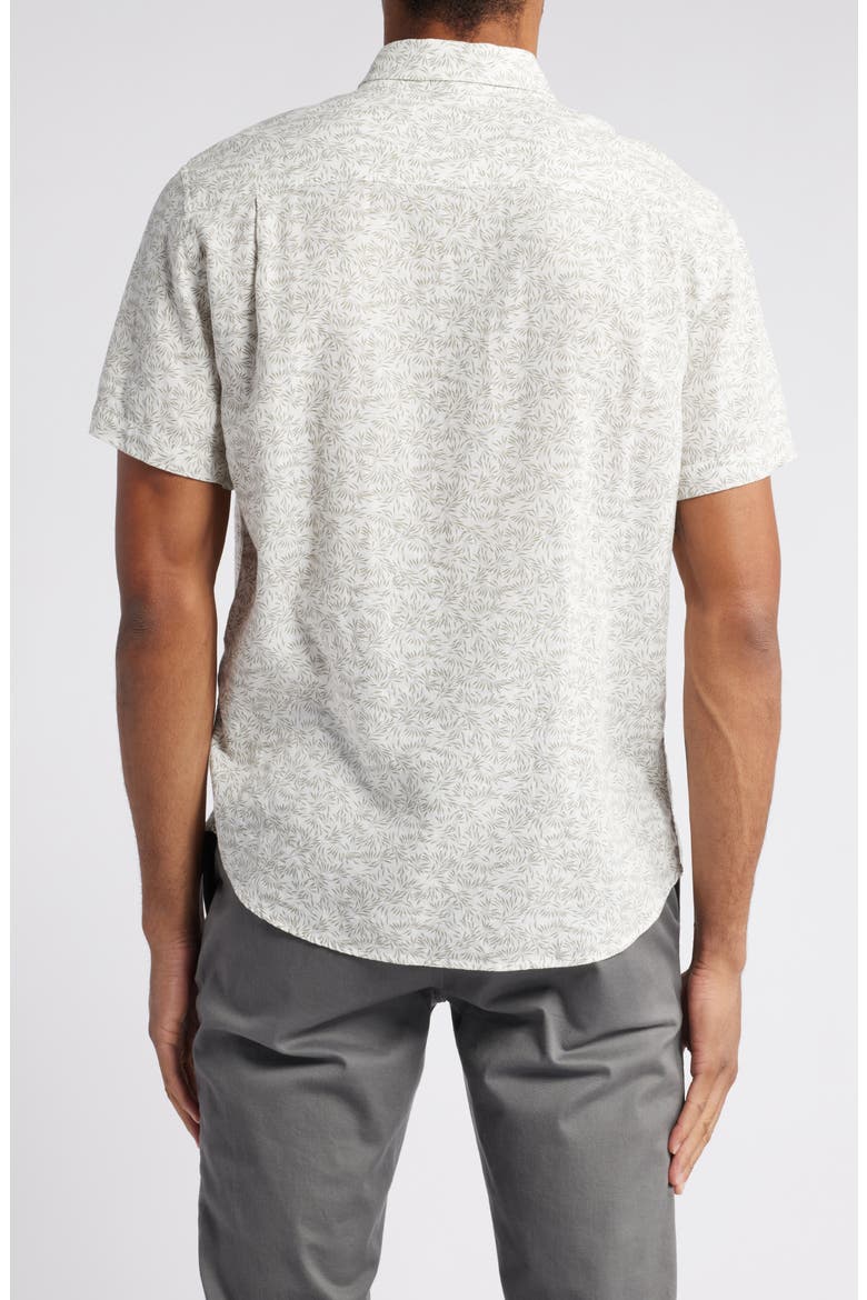 Carson Short Sleeve Linen Blend Button-Up Shirt, Alternate, color, CROP CIRCLE WHITE
