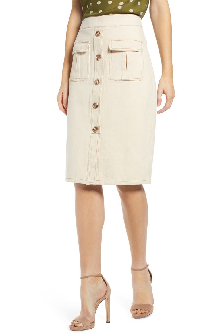 Chriselle Lim Marine Midi Skirt, Main, color, BONE
