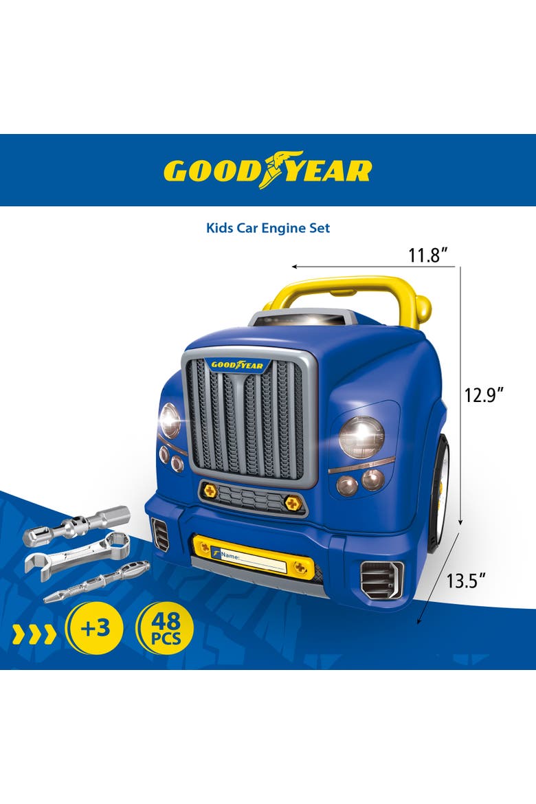 Pretend Play Take Apart Toy Engine Set for Kids - 48 Pcs Mechanic Toys Car Truck Fun Engine Toy for Children, Alternate, color, Navy