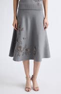 Oscar de la Renta Beaded Wool Sweater Skirt