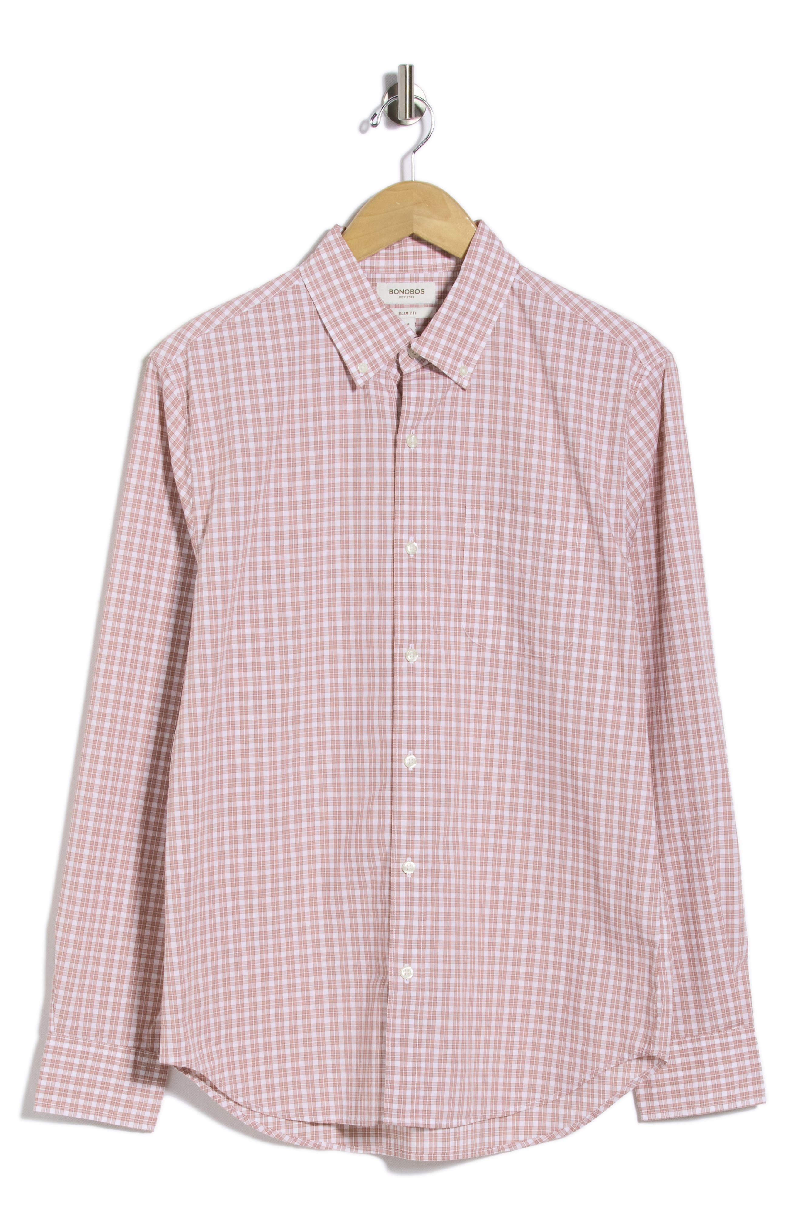 Bonobos Everyday Slim Fit Plaid Stretch Shirt In White Rust Plaid