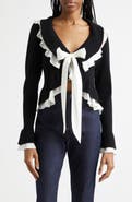 Cinq à Sept Melinda Ruffle Tie Front Cardigan
