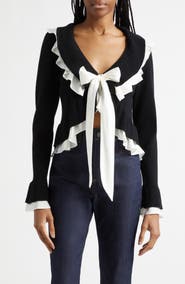 Cinq à Sept Melinda Ruffle Tie Front Cardigan