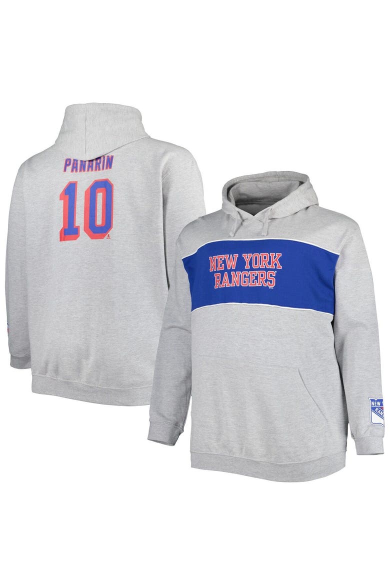 Men's Artemi Panarin Heather Gray New York Rangers Big & Tall Player Pullover Hoodie, Main, color, Heather Gray