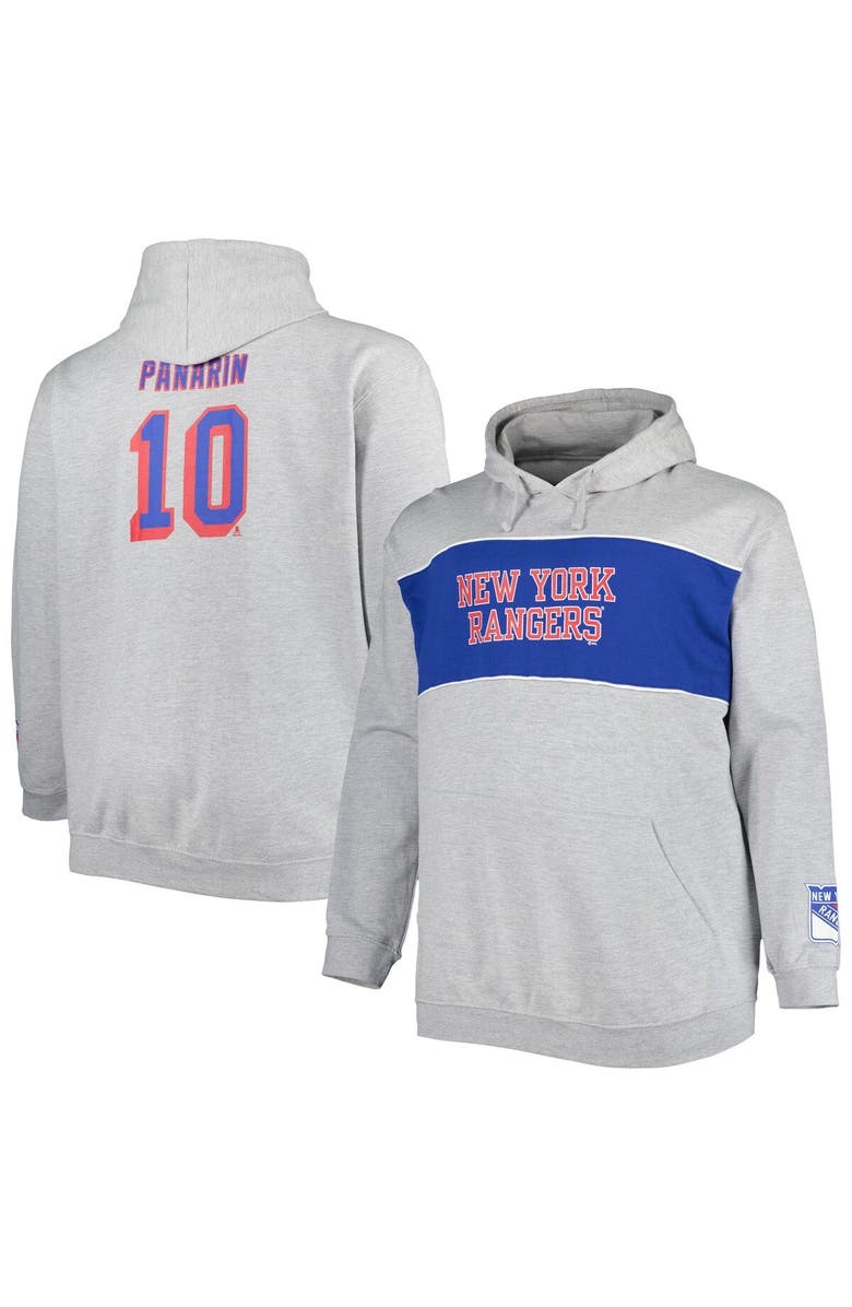 PROFILE Men's Artemi Panarin Heather Gray New York Rangers Big & Tall Player Pullover Hoodie, Main, color, Heather Gray