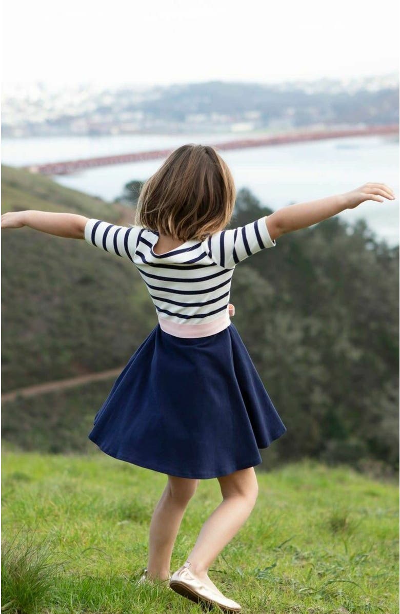 Hope & Henry Girls' Organic Cotton Lightweight Blocked Skater Dress, Infant, Alternate, color,