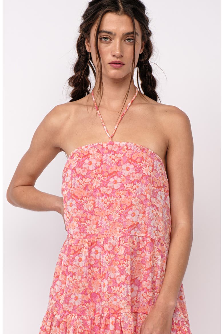 Floral Halter Tie Shift Dress, Alternate, color, PINK