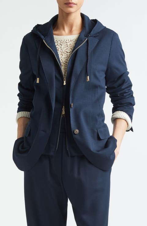 Knit Jacket with Hoodie Inset