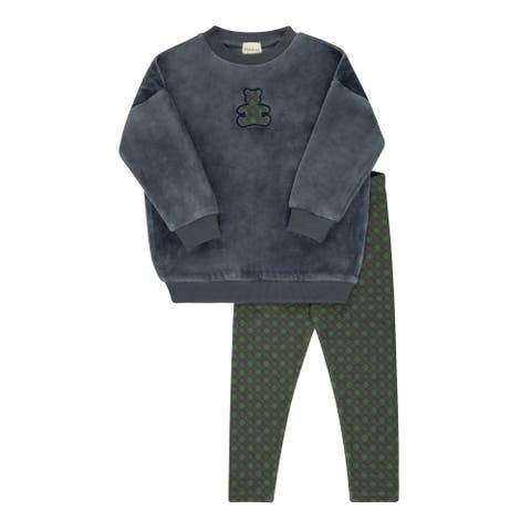 Velour Plaid Bear Collection - Sweatshirt + Leggings (Baby)