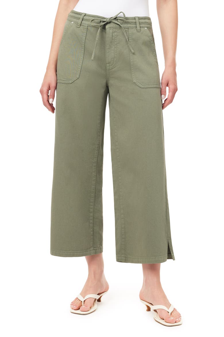 Drapey Easy Cropped Drawstring Pants, Main, color, PALM GREEN