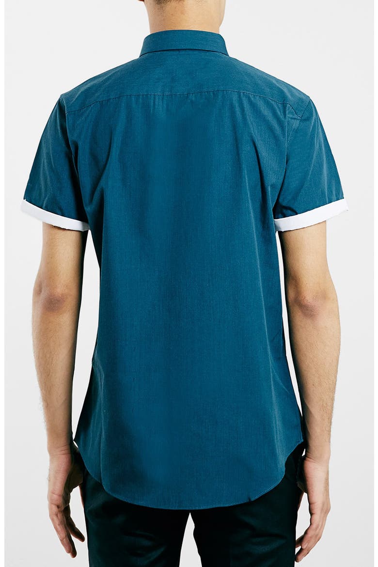 Slim Fit Short Sleeve Shirt, Alternate, color, TEAL