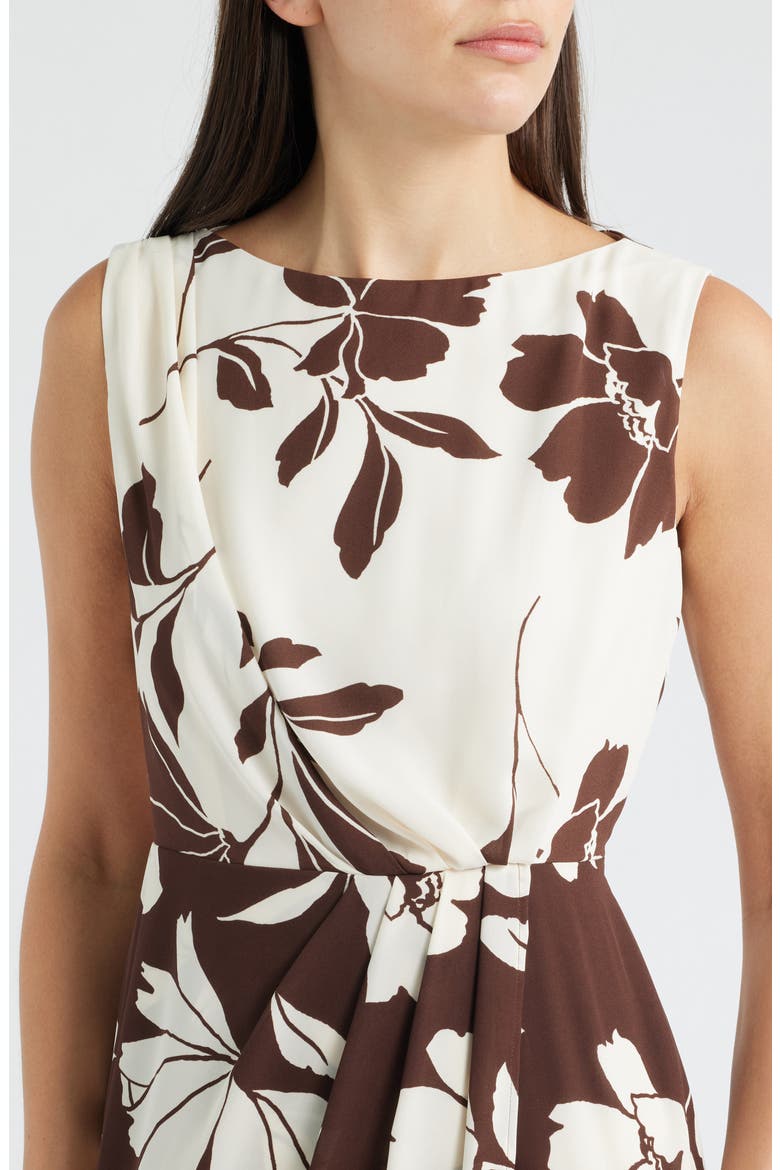 Floral Faux Wrap Maxi Dress, Alternate, color, DARK CHOCOLATE/ WHITE DOVE