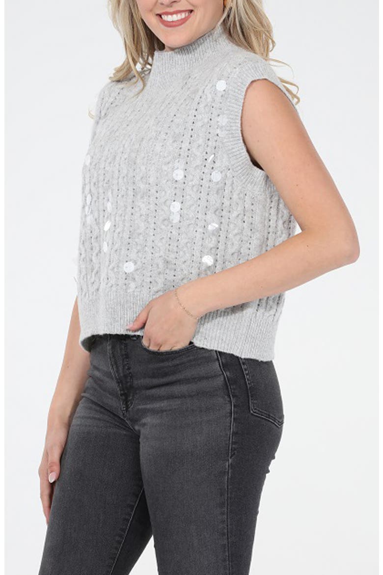 Sequin Sweater Vest, Alternate, color, GREY