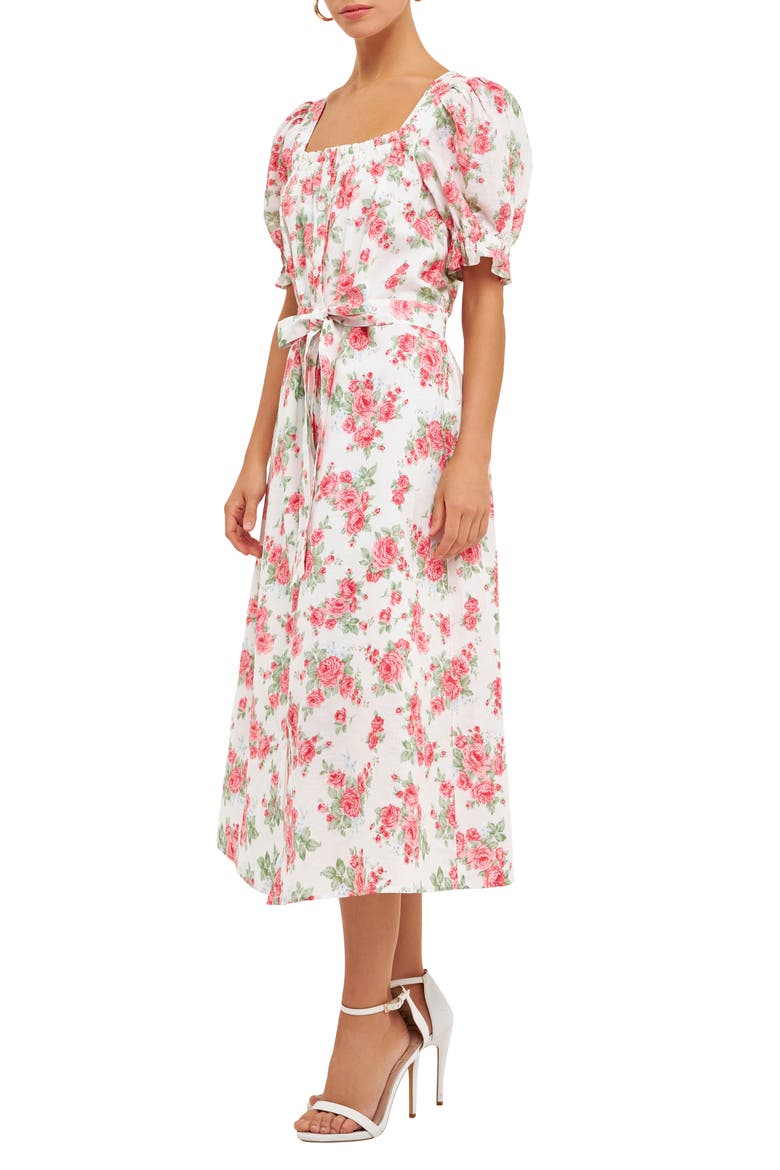 Floral Linen & Cotton Shirtdress, Alternate, color, IVORY