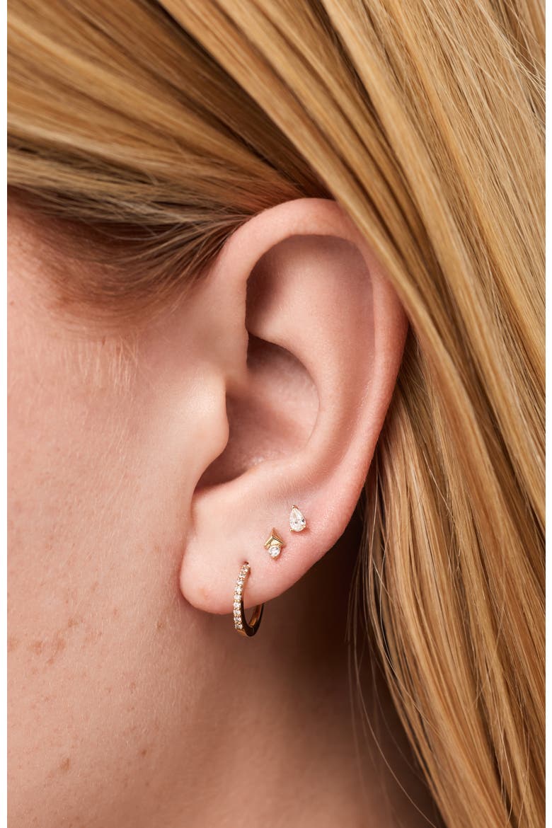 Solid Yellow Gold - Diamond Pear Flatback Studs, Alternate, color, Gold