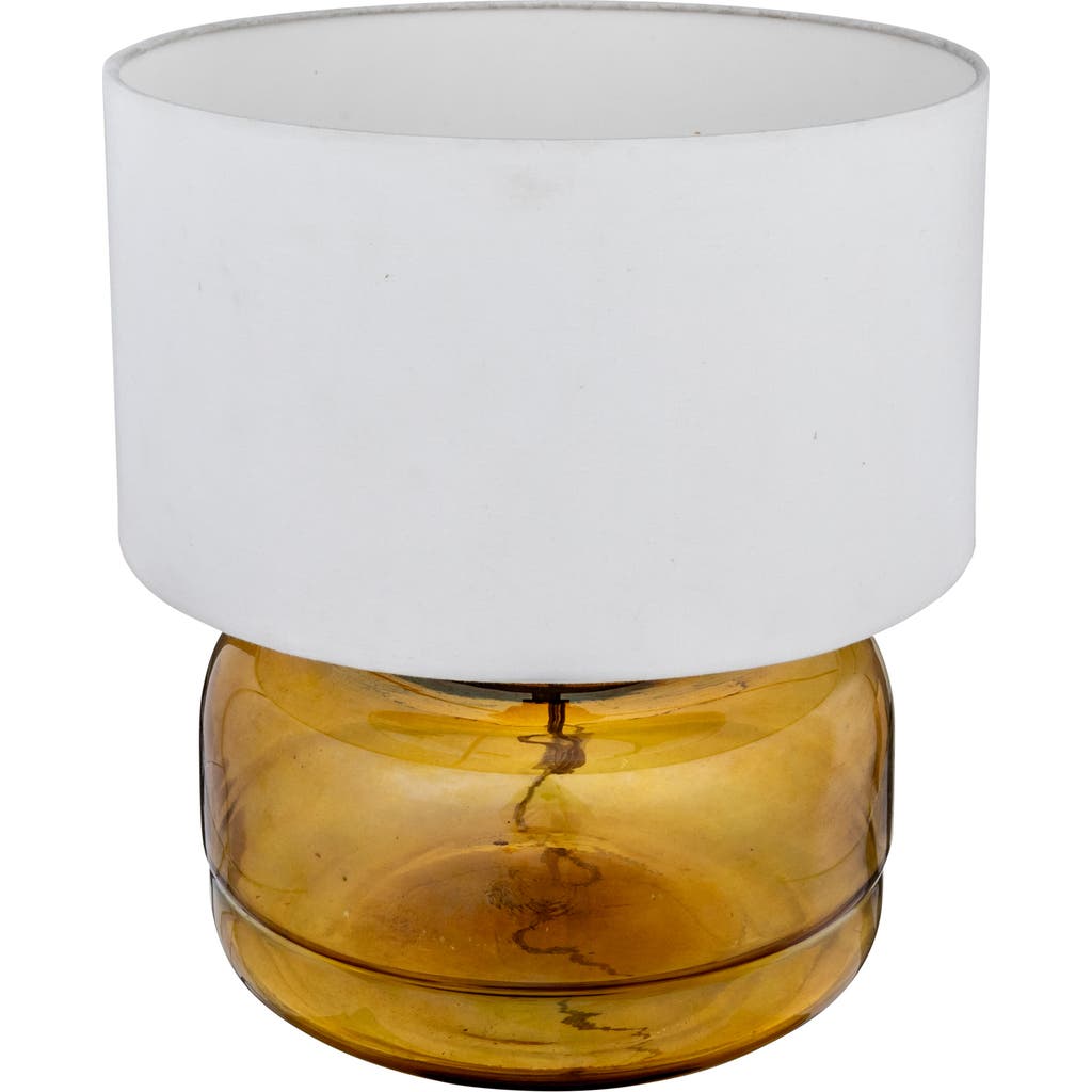 Storied Home Amber Glass Table Lamp With White Cotton Shade