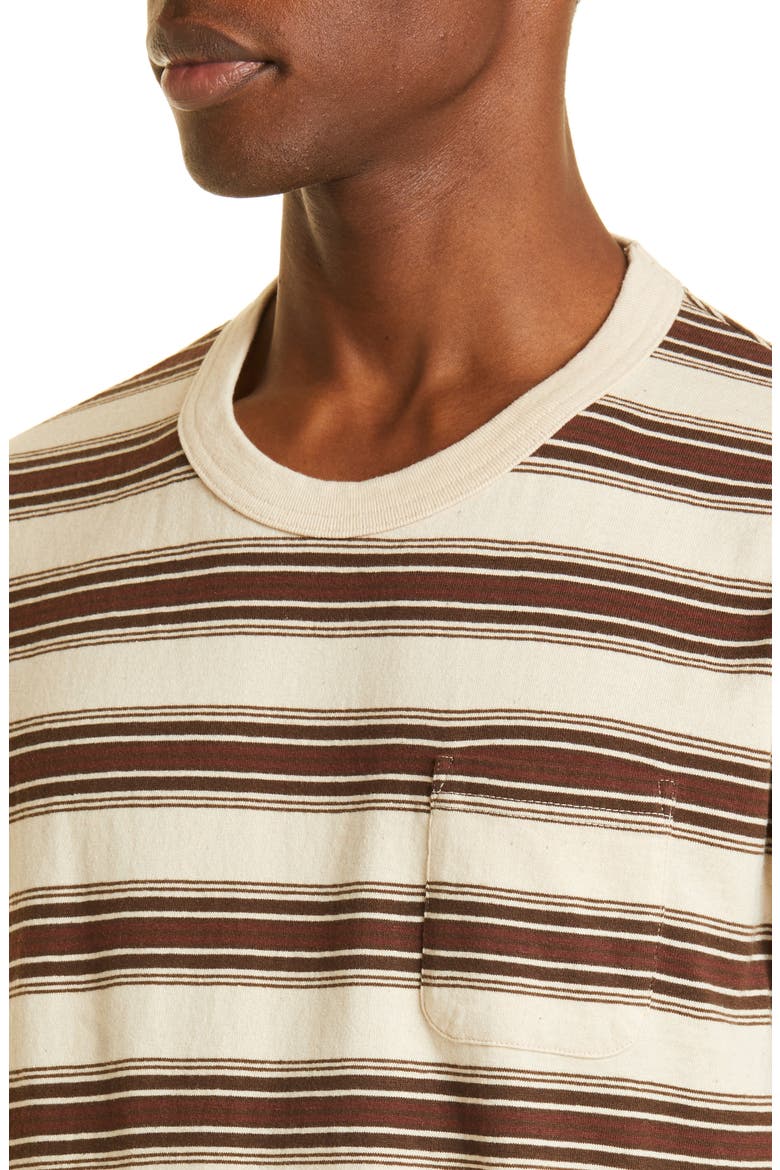 Border Jumbo Stripe Pocket T-Shirt, Alternate, color, BROWN