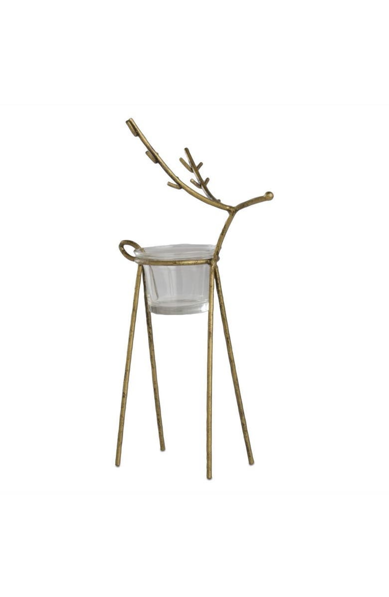 tag Antique Gold Reindeer Tealight Holder for Christmas Decor, Main, color, Gold