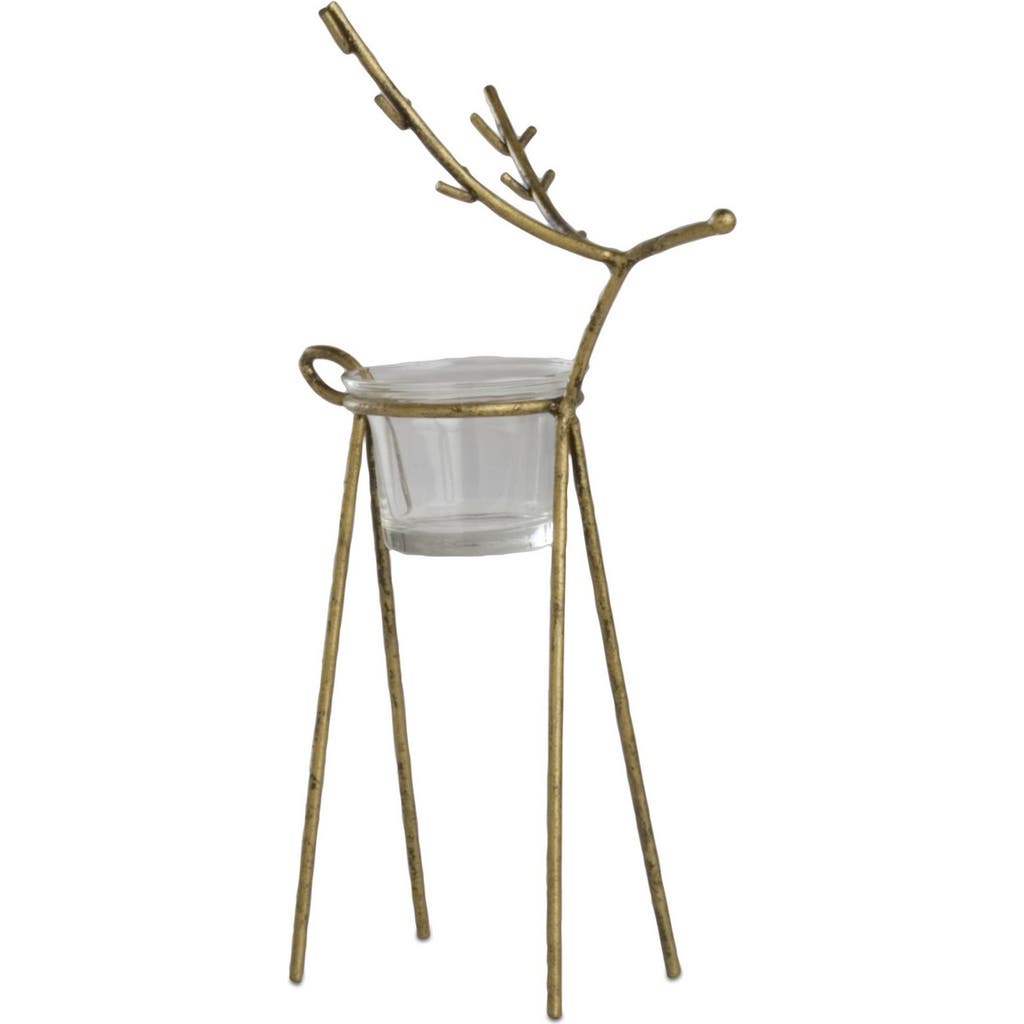 Tag Antique Gold Reindeer Tealight Holder For Christmas Decor In Gold