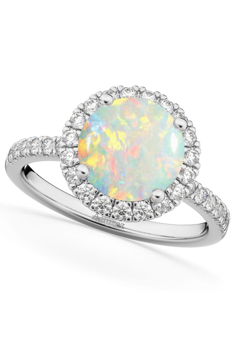 Halo Opal & Diamond Engagement Ring 14K, Main, color, 1.80ct/White Gold