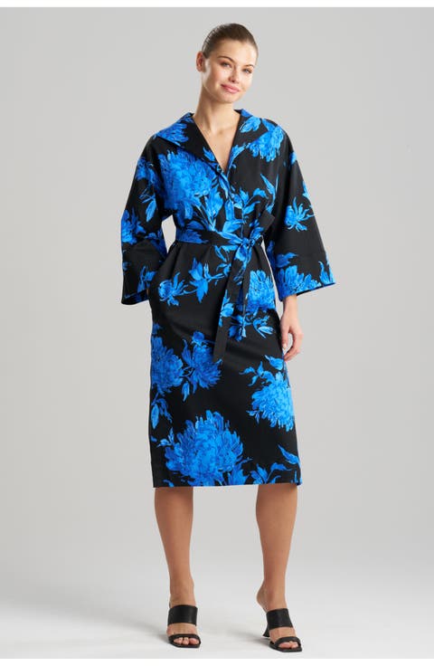 Miyako - Printed Cotton Chino Kimona Shirt Dress