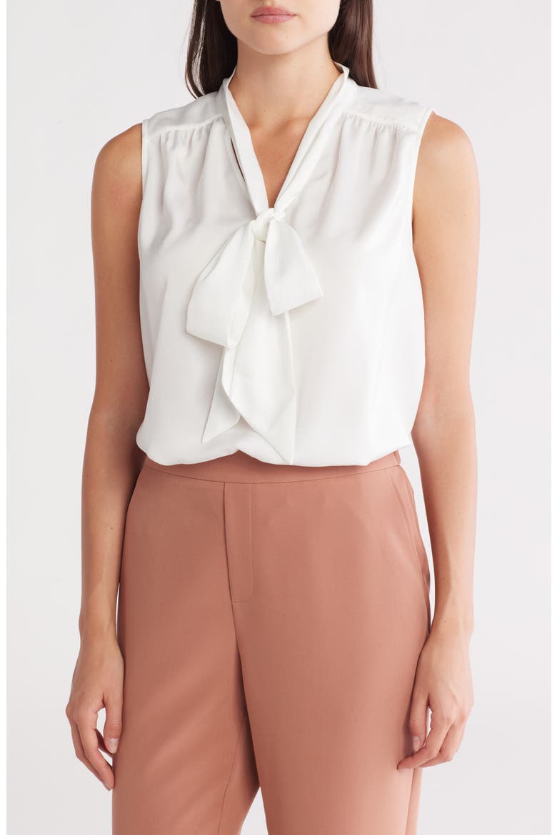 Tie Front Sleeveless Top, Main, color, EGGSHELL