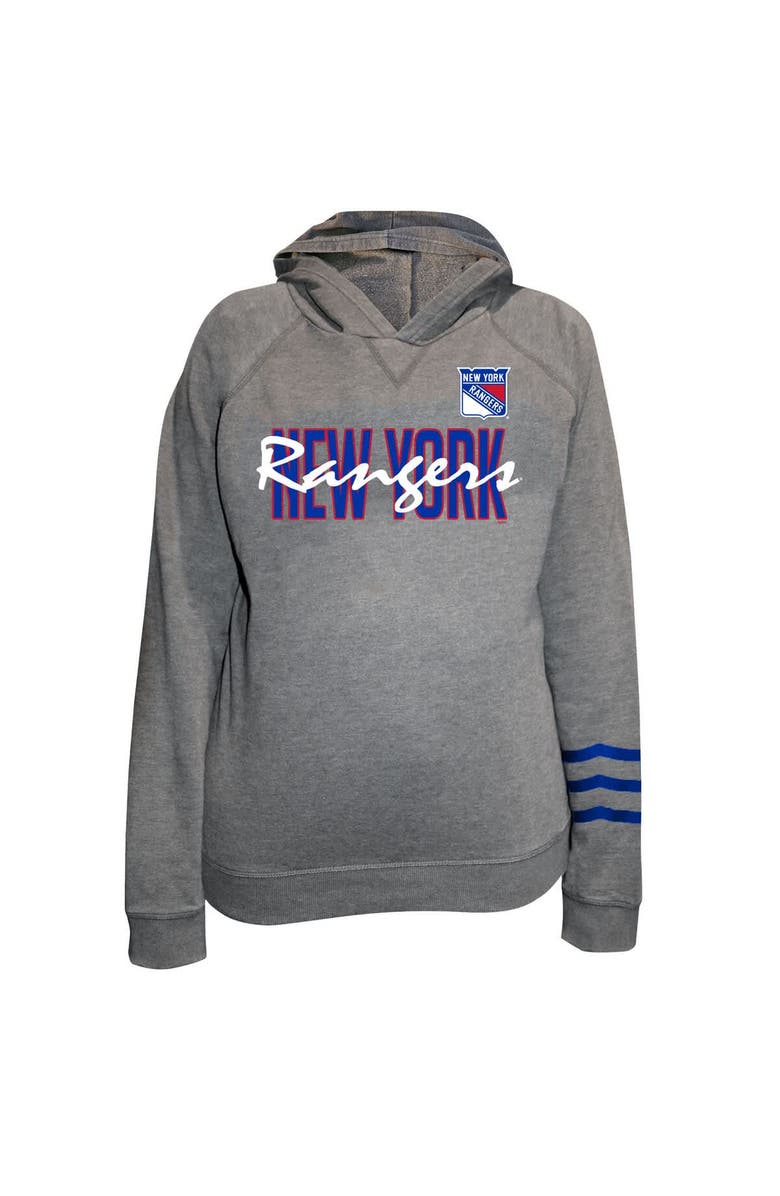 FANATICS Women's Fanatics Heather Gray New York Rangers Plus Size Lightweight Fleece Raglan Pullover Hoodie, Alternate, color, Heather Gray