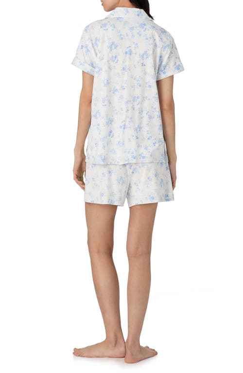 Ralph Lauren Lauren  Print Cotton Blend Short Pajamas In Blue Floral