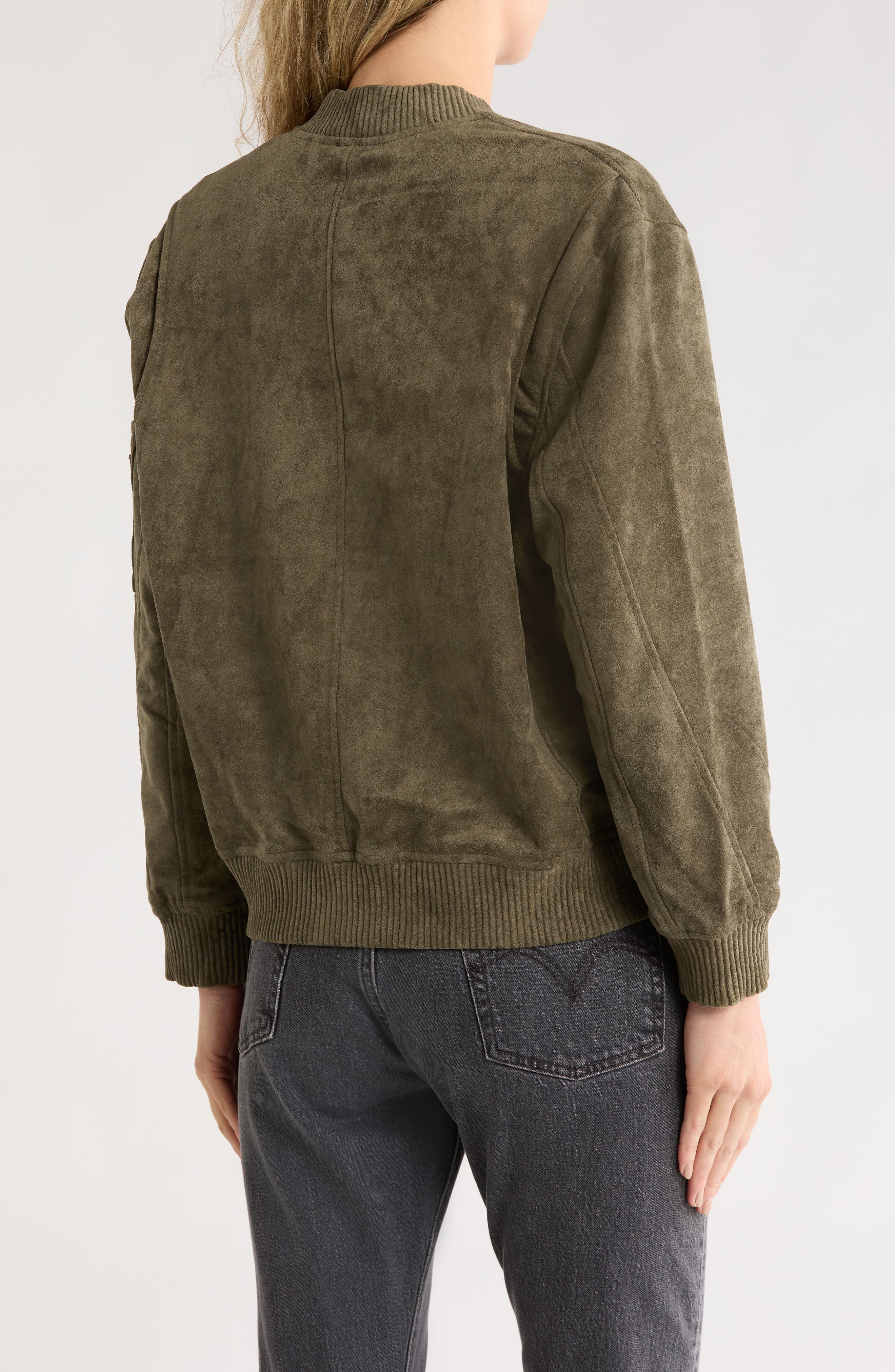 Faux Suede Bomber Jacket - image 2