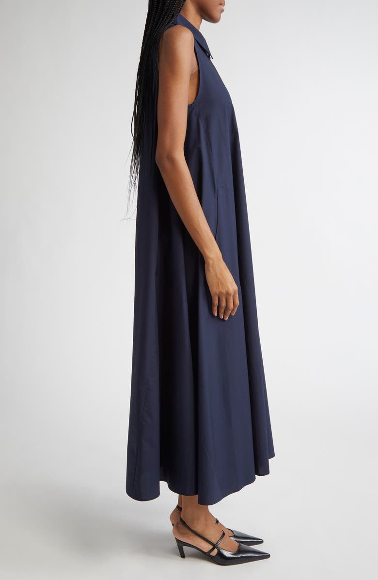 Emporio Armani Sleeveless Cotton Poplin Trapeze Dress, Alternate, color, Solid Dark Blue