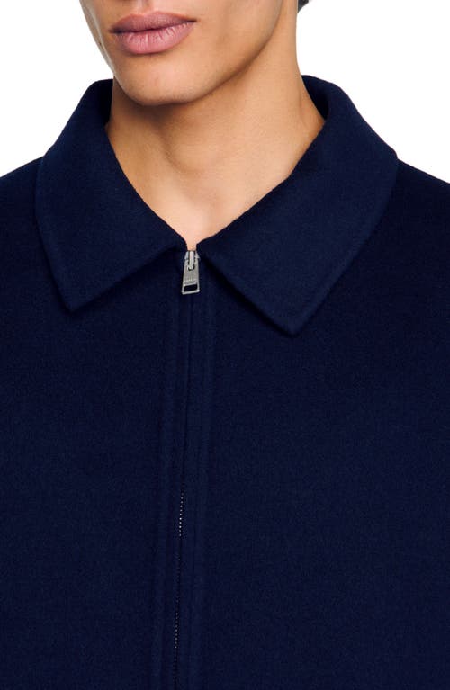 Sandro Double-faced Wool Jacket In Royal Blue