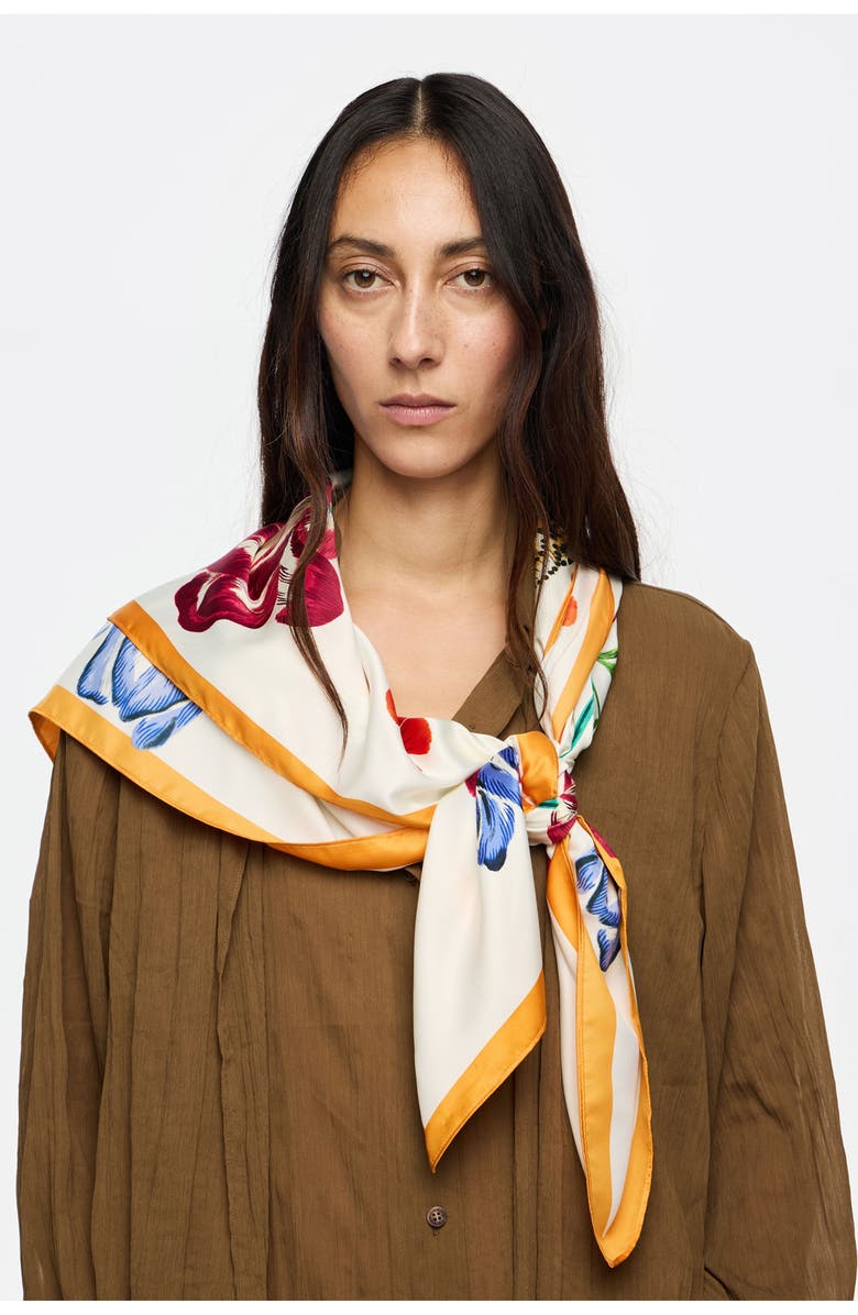 Bimba y Lola Botanical Flowers Scarf, Alternate, color, Ivory