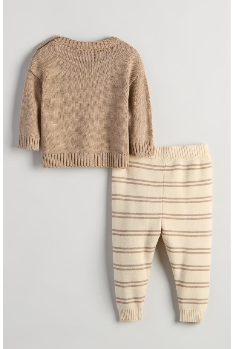 Icon Jacquard Sweater & Joggers Set, Alternate, color, BROWN AFFOGATO - BEIGE SWAN